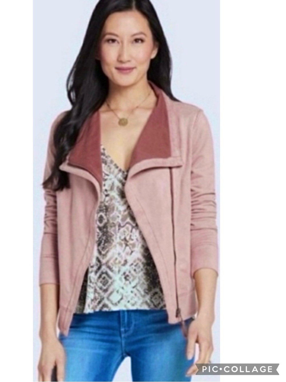 Marrakech Dusty Mauve Faux Suede Moto Jacket XS Gorpcore Streetwear
